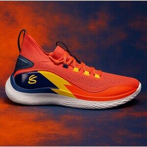 Under Armour Curry Flow 8 PE We Believe Away Mens Size 14 Rush Red Navy Blue New